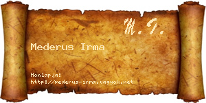 Mederus Irma névjegykártya